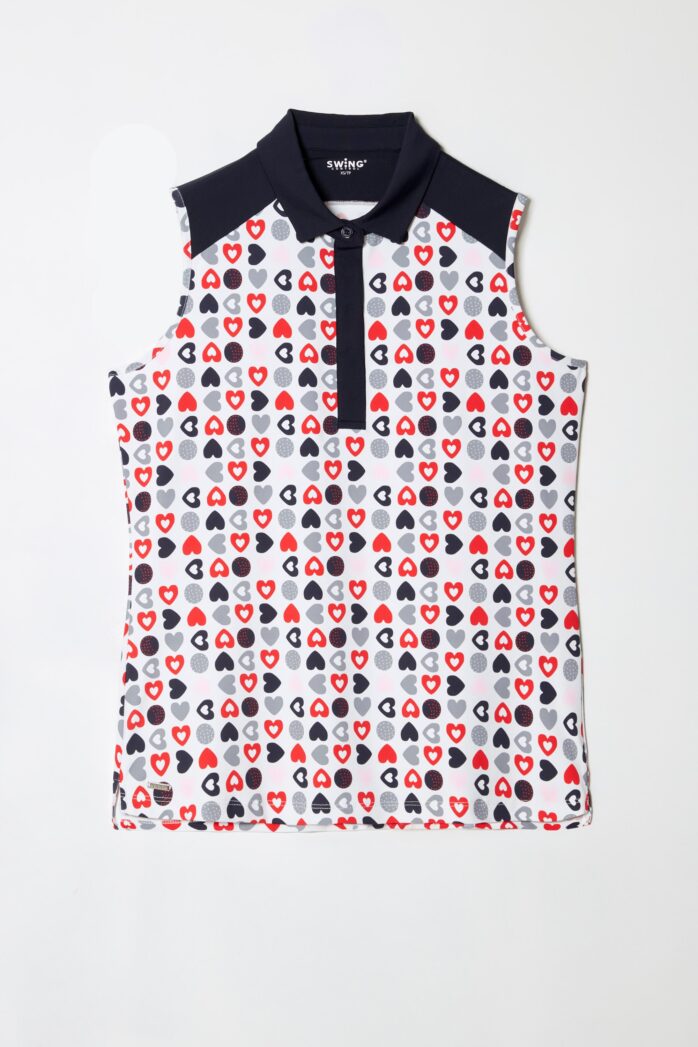 NAVY HEARTS SLEEVELESS VELOCITY TOP