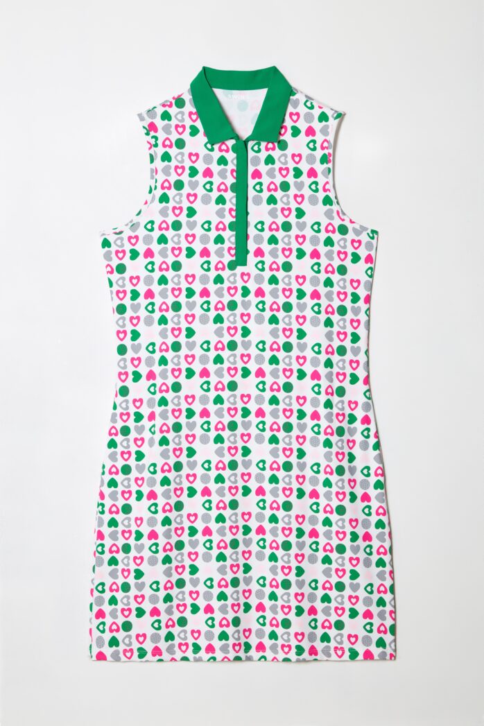 GREEN HEARTS SLEEVELESS VELOCITY DRESS