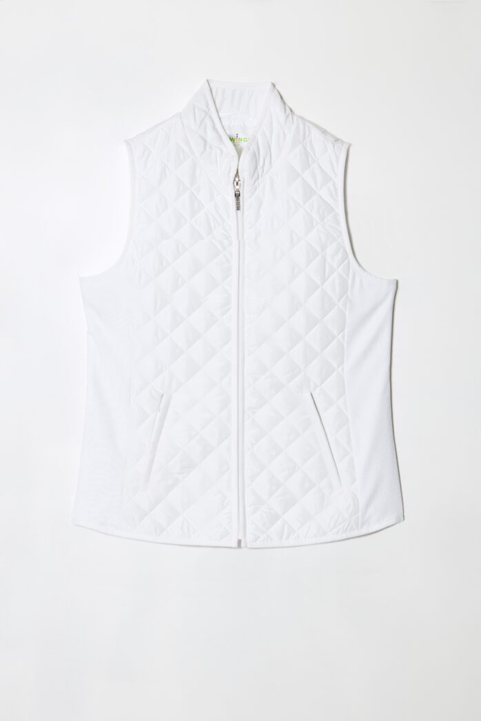 QUILTED/RIB ZIPPERED VEST